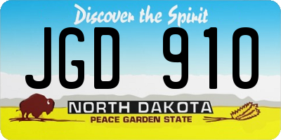 ND license plate JGD910