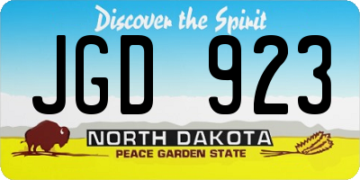 ND license plate JGD923