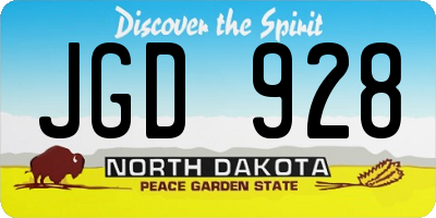 ND license plate JGD928