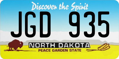 ND license plate JGD935