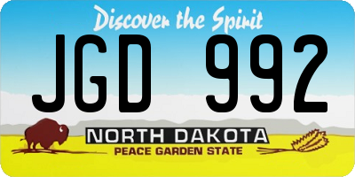 ND license plate JGD992