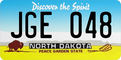 ND license plate JGE048
