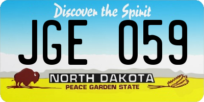 ND license plate JGE059