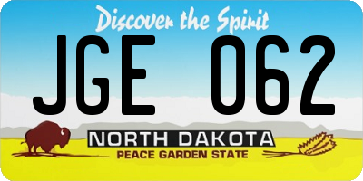 ND license plate JGE062