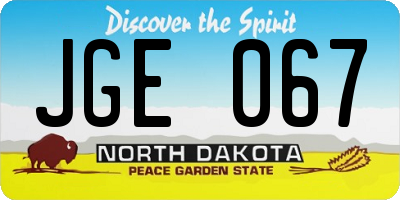 ND license plate JGE067