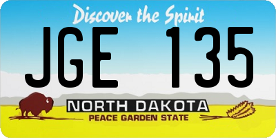 ND license plate JGE135