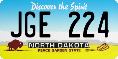 ND license plate JGE224
