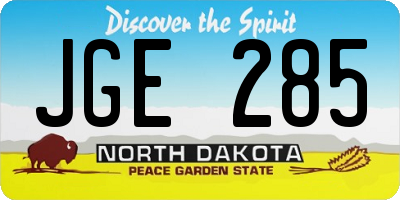 ND license plate JGE285