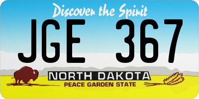 ND license plate JGE367