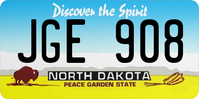 ND license plate JGE908