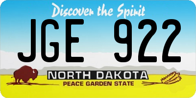 ND license plate JGE922
