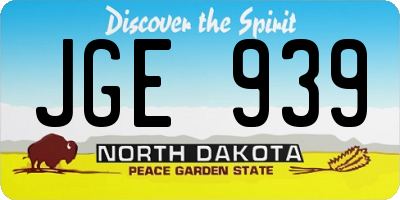 ND license plate JGE939