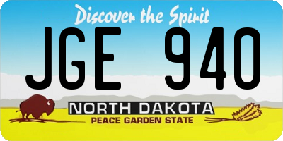 ND license plate JGE940