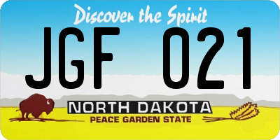 ND license plate JGF021