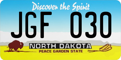 ND license plate JGF030