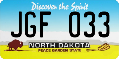 ND license plate JGF033