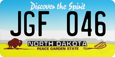 ND license plate JGF046