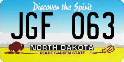 ND license plate JGF063