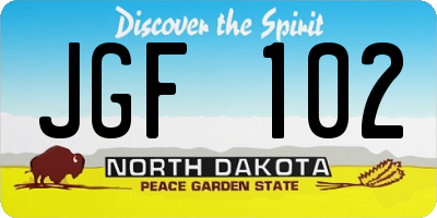ND license plate JGF102