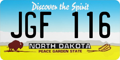 ND license plate JGF116
