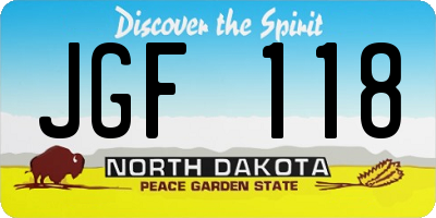 ND license plate JGF118