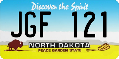 ND license plate JGF121