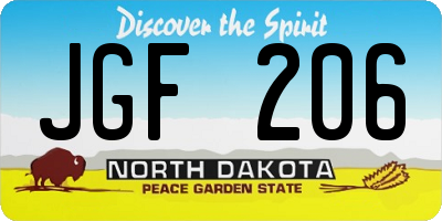 ND license plate JGF206