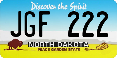 ND license plate JGF222
