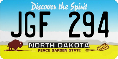 ND license plate JGF294
