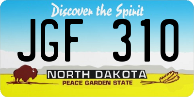 ND license plate JGF310