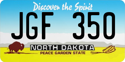 ND license plate JGF350