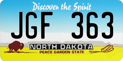 ND license plate JGF363