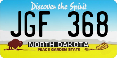 ND license plate JGF368