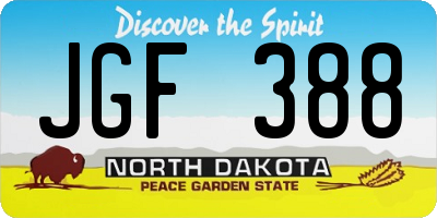 ND license plate JGF388