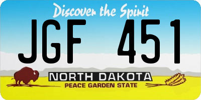 ND license plate JGF451