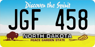 ND license plate JGF458