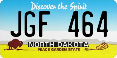 ND license plate JGF464