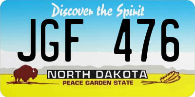 ND license plate JGF476