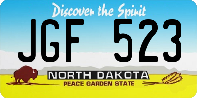 ND license plate JGF523