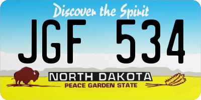 ND license plate JGF534