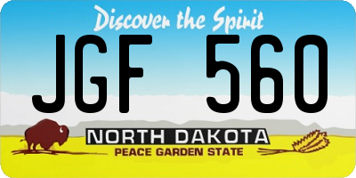 ND license plate JGF560