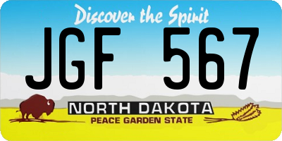 ND license plate JGF567