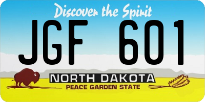 ND license plate JGF601
