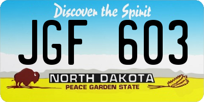 ND license plate JGF603