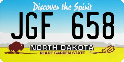ND license plate JGF658