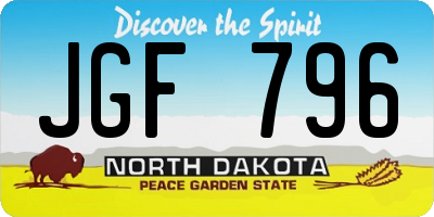 ND license plate JGF796