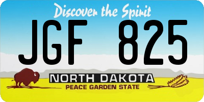 ND license plate JGF825