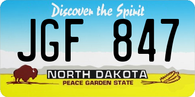 ND license plate JGF847
