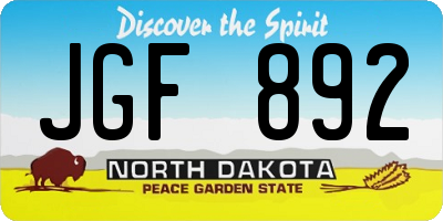 ND license plate JGF892
