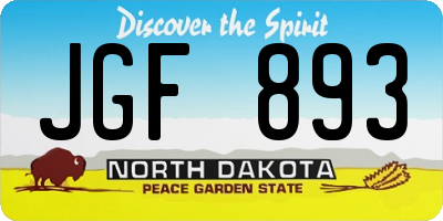 ND license plate JGF893